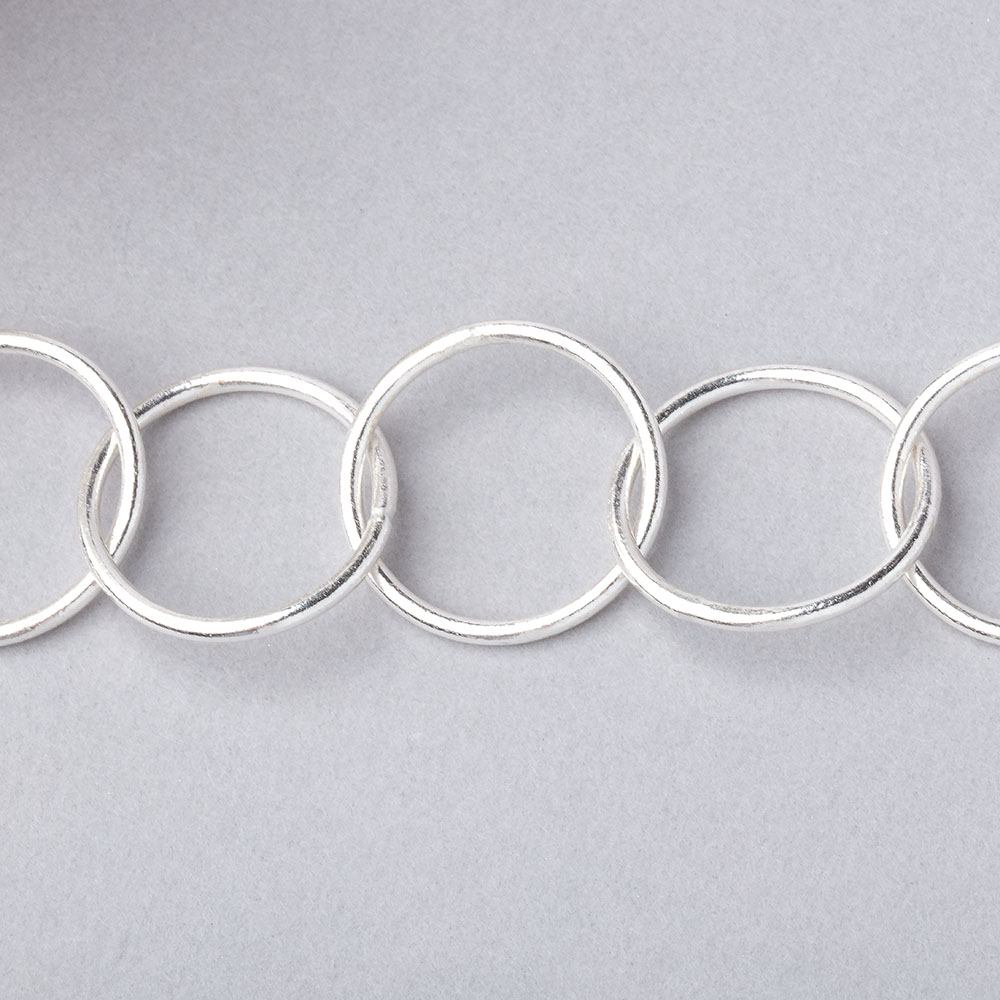 20mm Silver plated Plain Round Link Chain by the foot - Beadsofcambay.com