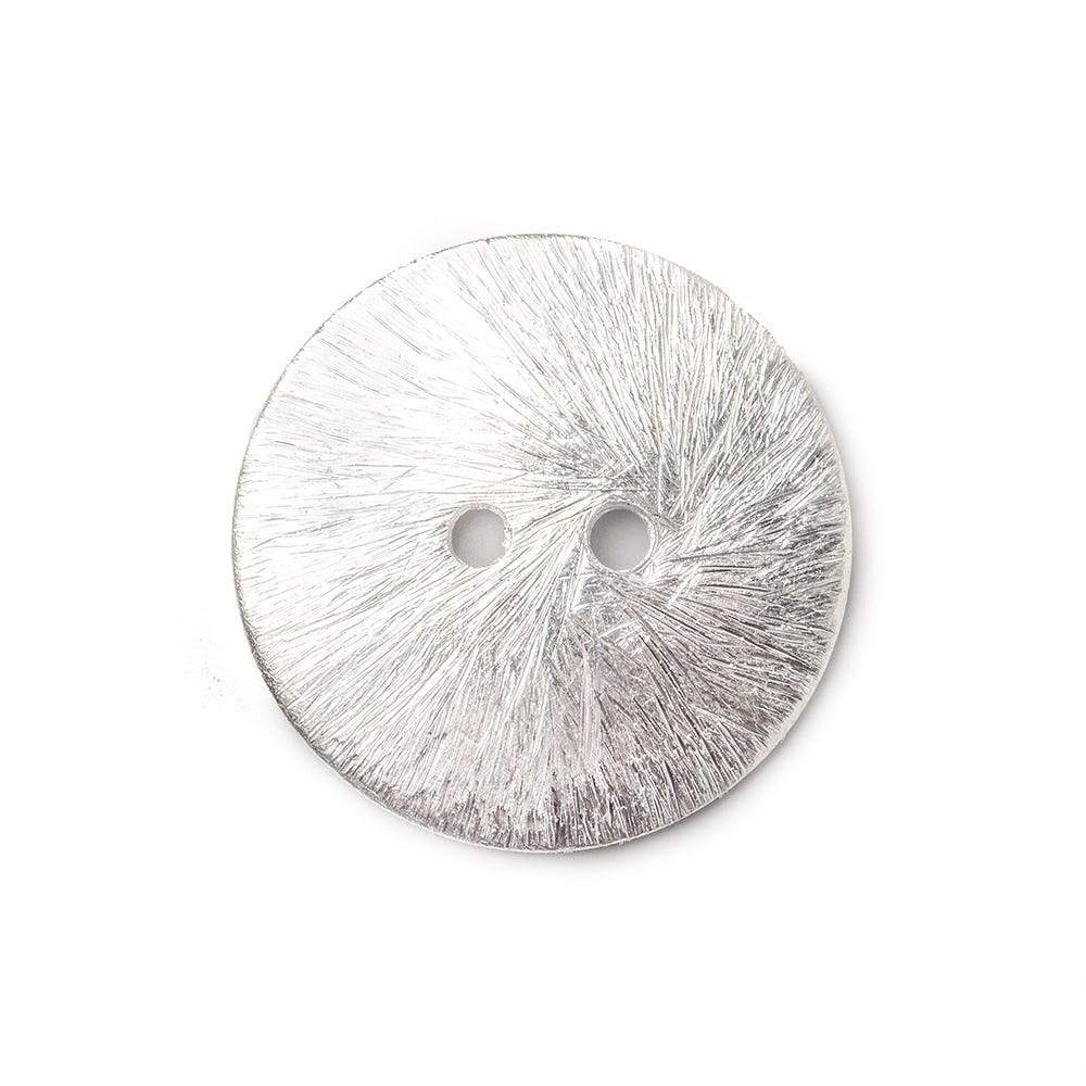 20mm Silver plated Round Button Brushed, 6 pieces - Beadsofcambay.com