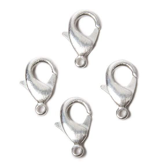 20mm Sterling Silver plated Brushed Lobster Clasp Set of 4 - Beadsofcambay.com