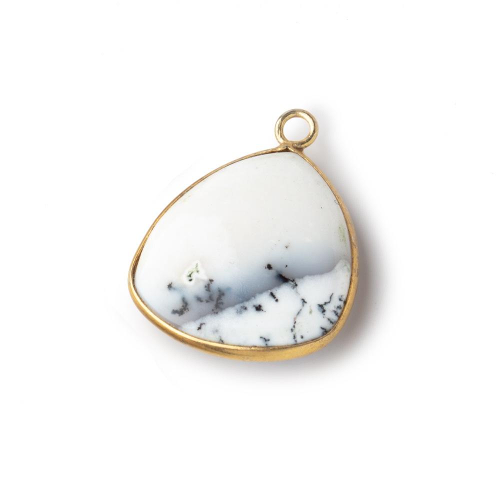 20mm Vermeil Bezel Dendritic Opal Plain Triangle Pendant 1 piece - Beadsofcambay.com