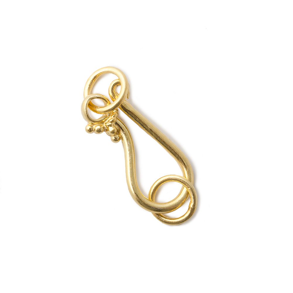 20mm Vermeil Sheperd Hook Milgrain Design 1 piece - Beadsofcambay.com