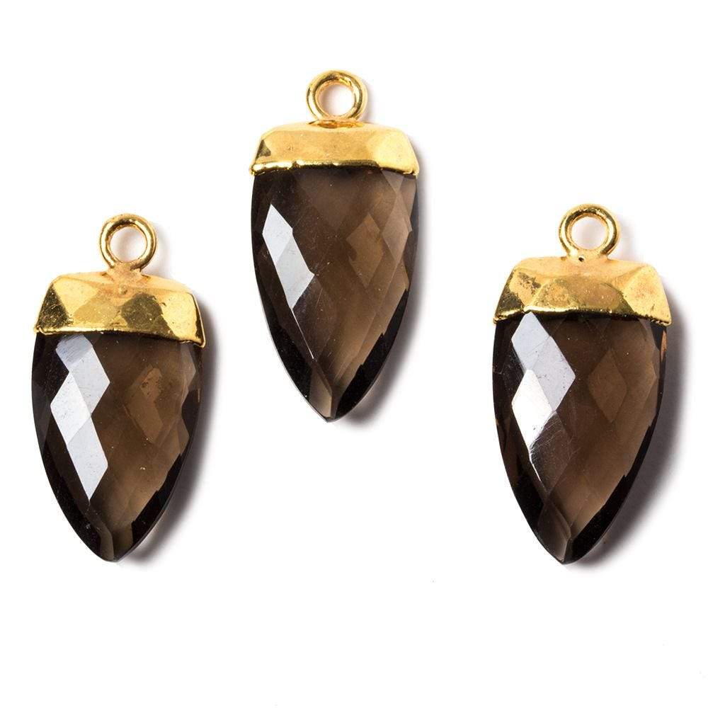 20x10mm Gold Leafed Smoky Quartz faceted Point Pendant 1 piece - Beadsofcambay.com