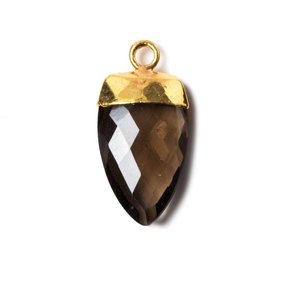 20x10mm Gold Leafed Smoky Quartz faceted Point Pendant 1 piece - Beadsofcambay.com