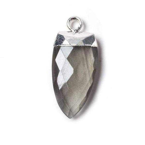20x10mm Silver Leafed grey Moonstone faceted Point Pendant 1 piece - Beadsofcambay.com