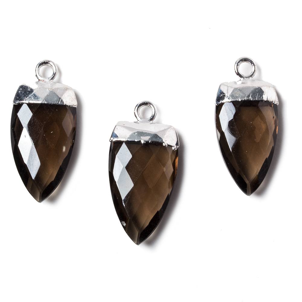 20x10mm Silver Leafed Smoky Quartz faceted Point Pendant 1 piece - Beadsofcambay.com