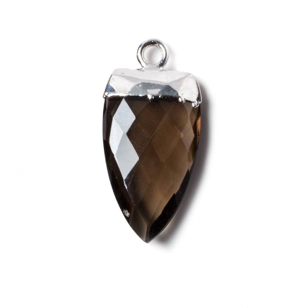 20x10mm Silver Leafed Smoky Quartz faceted Point Pendant 1 piece - Beadsofcambay.com