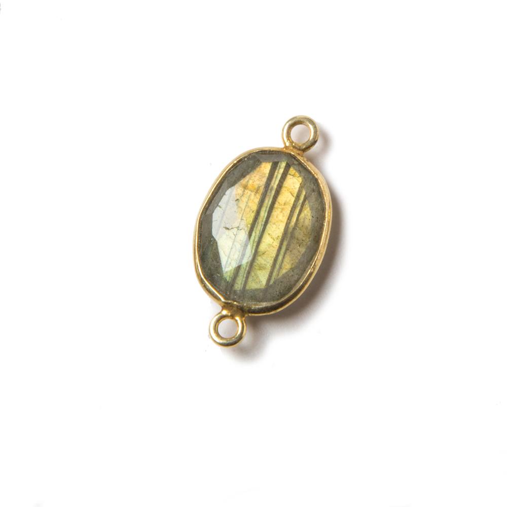 20x10mm Vermeil Bezeled Labradorite faceted oval Connector 1 piece - Beadsofcambay.com