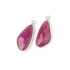 20x11mm .925 Silver Bezel Ruby Faceted Freeform Set of 2 Pendants - Beadsofcambay.com