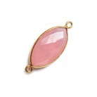 20x11mm Vermeil Bezel Petal Pink Chalcedony Marquise Connector 1 piece - Beadsofcambay.com