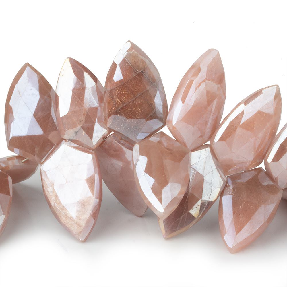 20x12-22x12mm Mystic Dark Peach Moonstone Faceted Shields 8 inch 21 beads - Beadsofcambay.com