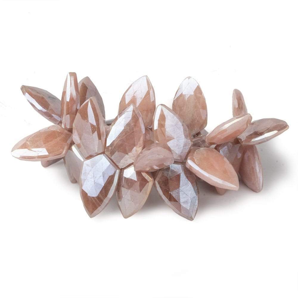 20x12-22x12mm Mystic Dark Peach Moonstone Faceted Shields 8 inch 21 beads - Beadsofcambay.com