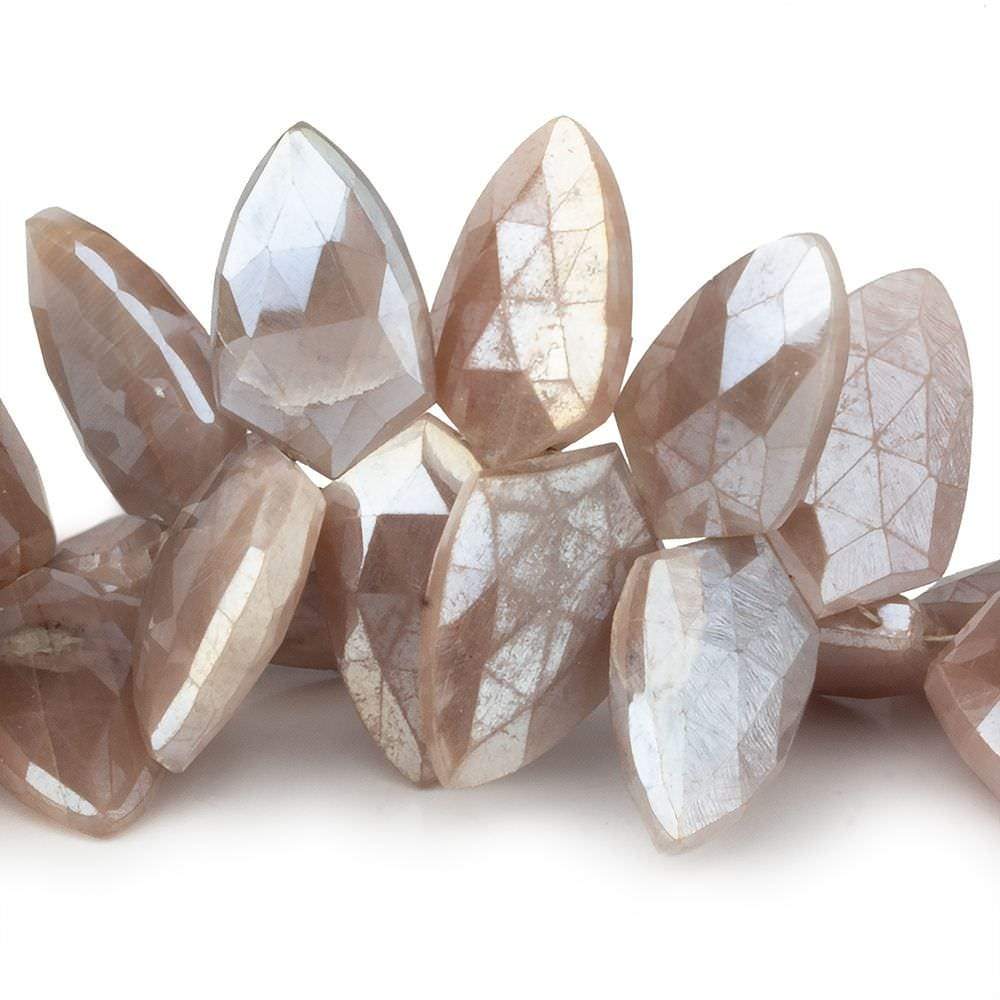 20x12-22x14mm Mystic Chocolate Moonstone Faceted Shields 8 inch 31 beads - Beadsofcambay.com