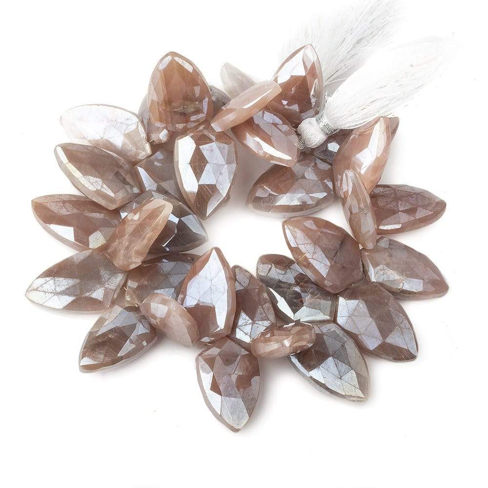 20x12-22x14mm Mystic Chocolate Moonstone Faceted Shields 8 inch 31 beads - Beadsofcambay.com