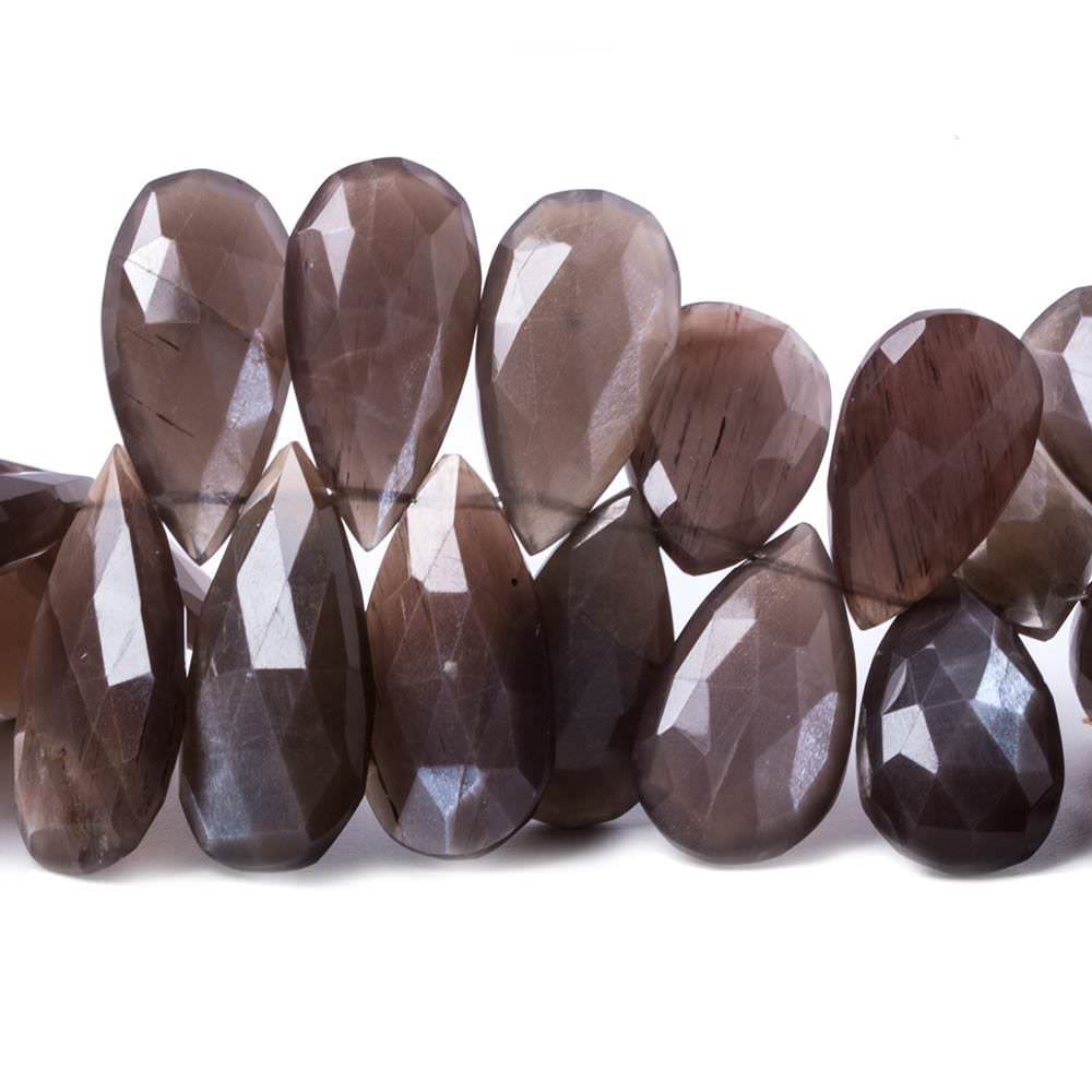 20x12-29x12mm Chocolate Moonstone faceted pear beads 7.5 inch 38 pcs - Beadsofcambay.com