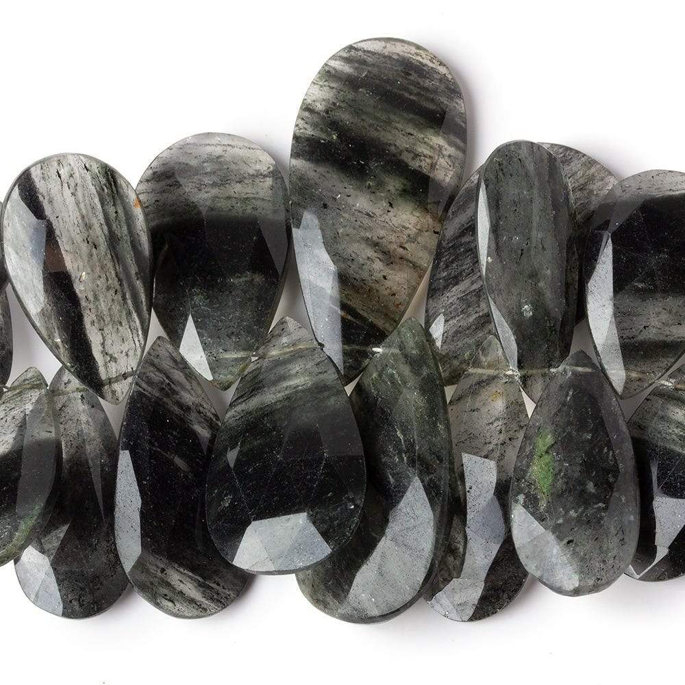 20x12-38x19mm Dark Green Moss Quartz Faceted Pear Beads 5 inch 23 pieces - Beadsofcambay.com
