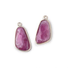 20x12mm .925 Silver Bezel Ruby Faceted Freeform Set of 2 Pendants - Beadsofcambay.com