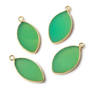 20x12mm Vermeil Bezel Green Onyx plain marquise Pendant 1 piece - Beadsofcambay.com