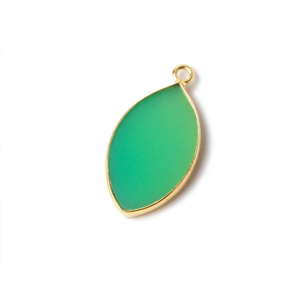 20x12mm Vermeil Bezel Green Onyx plain marquise Pendant 1 piece - Beadsofcambay.com