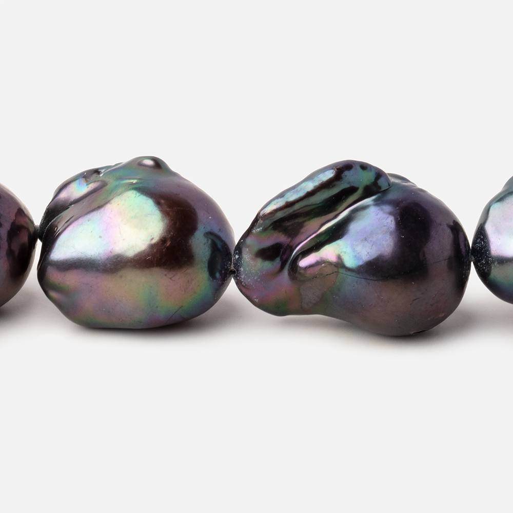 20x13-25.5x16.5mm Peacock Ultra Baroque Freshwater Pearl 16.5 inch 18 pieces AA - Beadsofcambay.com