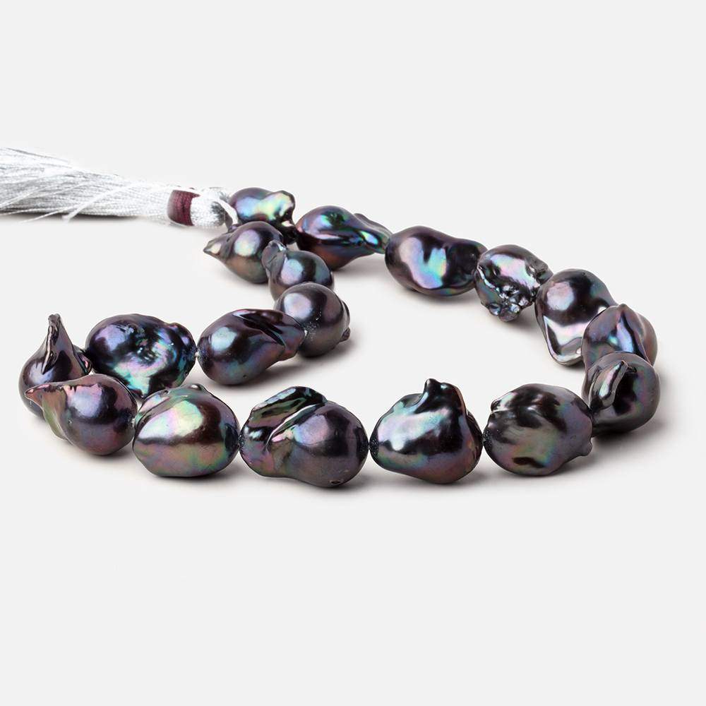20x13-25.5x16.5mm Peacock Ultra Baroque Freshwater Pearl 16.5 inch 18 pieces AA - Beadsofcambay.com