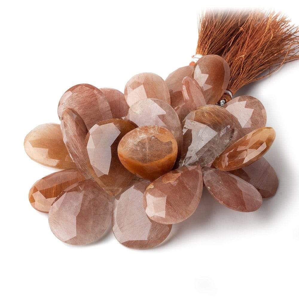 20x13mm - 28x20mm Rutilated Quartz Faceted Pear Briolettes 7.5 inch 27 beads - Beadsofcambay.com