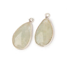 20x13mm .925 Silver Bezel Beryl Faceted Freeform Set of 2 Pendants - Beadsofcambay.com
