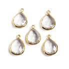20x13mm Vermeil Bezeled Crystal Quartz faceted Pear Focal Pendant 1 piece - Beadsofcambay.com