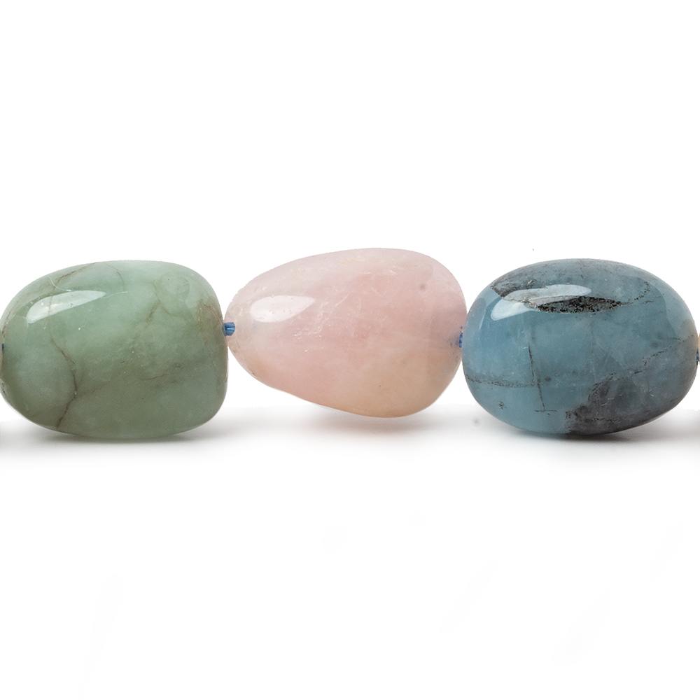 20x14 - 23x14mm Multi Beryl straight drilled plain nuggets 16 inch 17 beads - Beadsofcambay.com