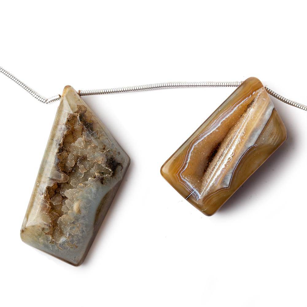 20x14-34x17mm Natural Tri-color Agate Drusy Freeform Beads 11 pieces - Beadsofcambay.com