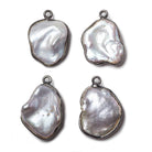 20x14mm Black Gold Bezeled Rose' White Keshi Pearl Pendant 1 piece - Beadsofcambay.com