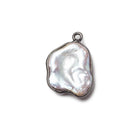 20x14mm Black Gold Bezeled Rose' White Keshi Pearl Pendant 1 piece - Beadsofcambay.com