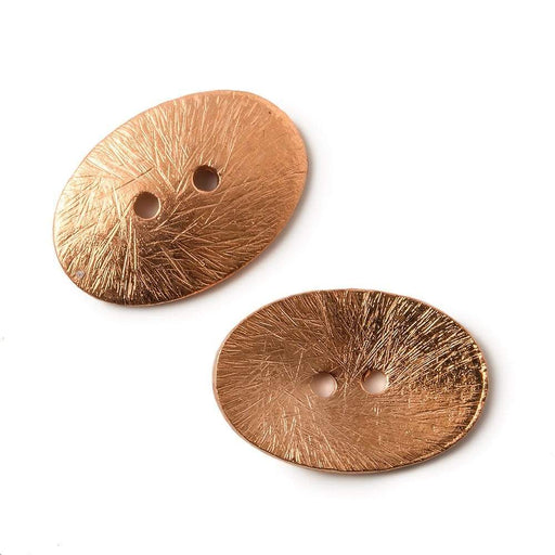 20x14mm Copper Oval Button Brushed, 6 pieces - Beadsofcambay.com