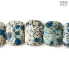 20x14mm K2 Azurite Granite "K2 Jasper" side drilled plain cushion 7.5 inch 14 beads 1mm hole - Beadsofcambay.com