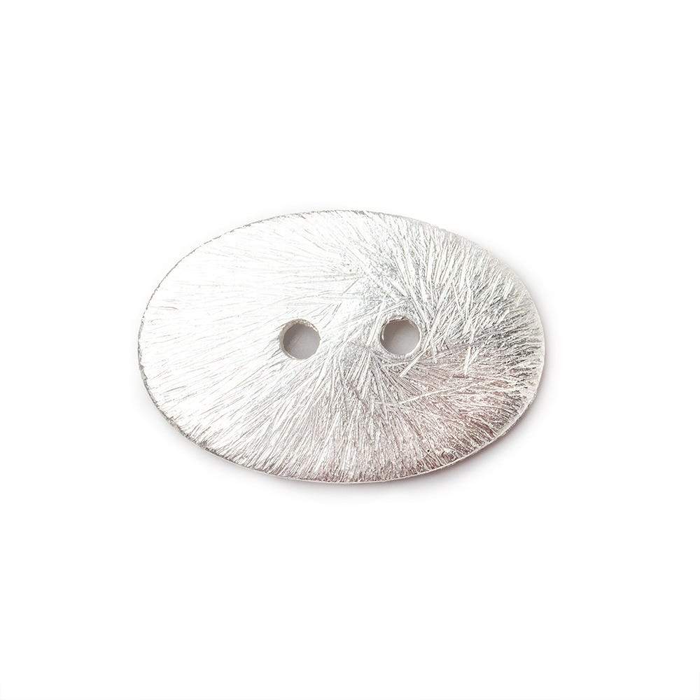 20x14mm Silver plated Oval Button Brushed, 6 pieces - Beadsofcambay.com