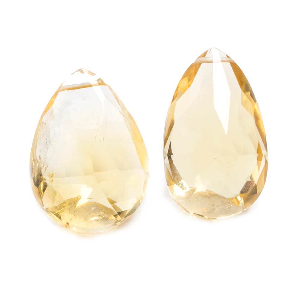 20x15-21x13mm Citrine Faceted Pear Focal Bead Set of 2 - Beadsofcambay.com