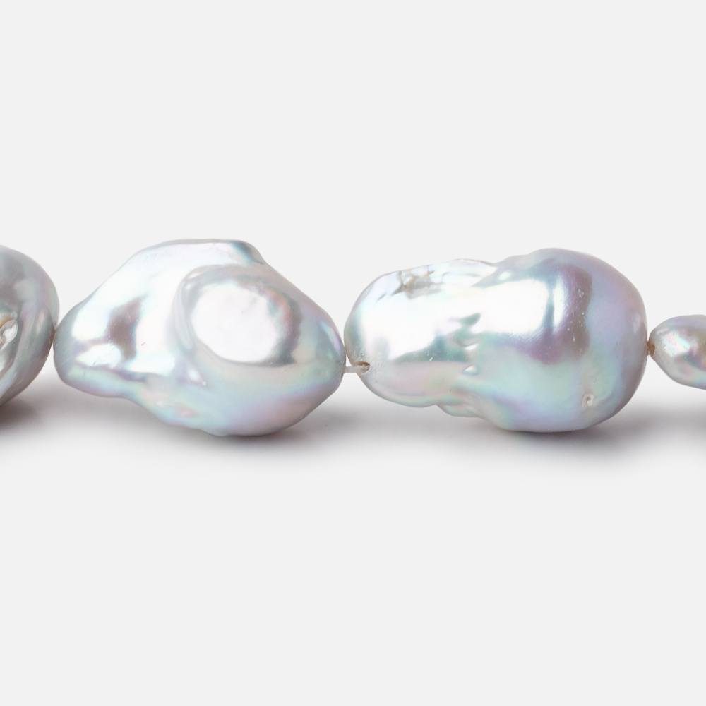 20x15-27x14mm Silver Ultra Baroque Freshwater Pearls 16 inch 17 pieces AA - Beadsofcambay.com
