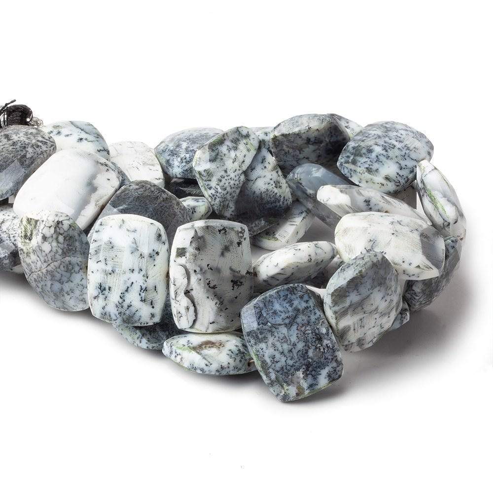 20x15mm Dendritic Opal side drilled faceted cushions 7.5 inch 13 beads AAA - Beadsofcambay.com