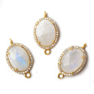 20x15mm Vermeil CZ Bezel Rainbow Moonstone Oval Connector 1 piece - Beadsofcambay.com