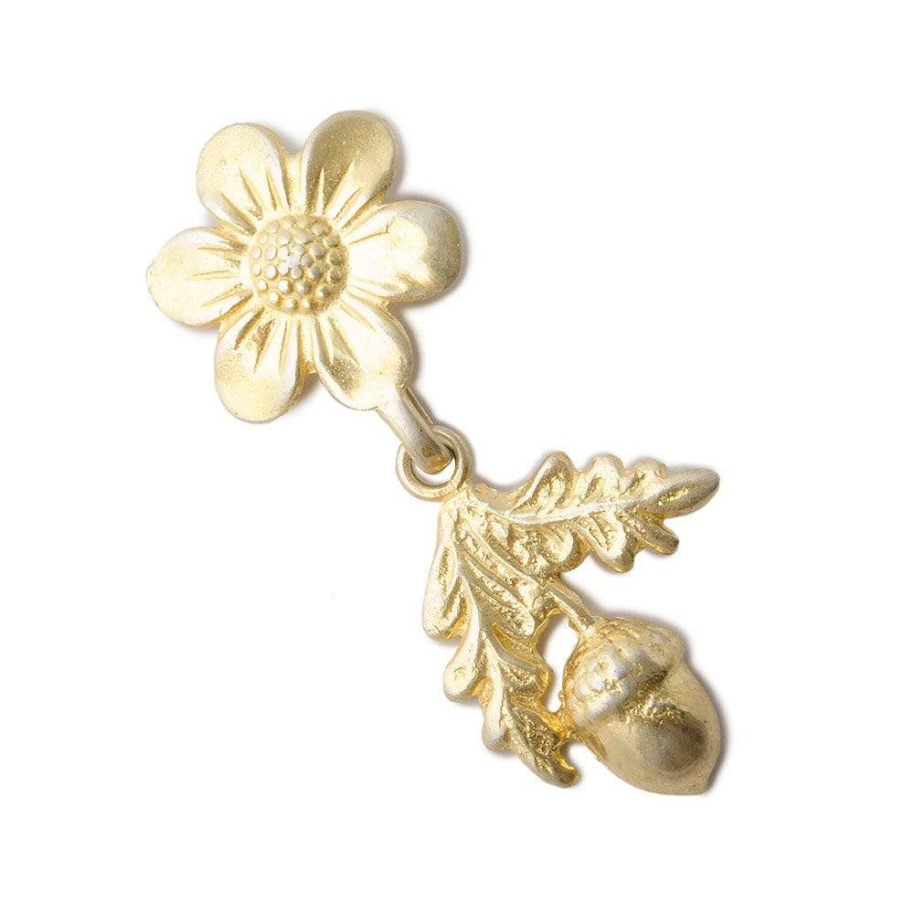 20x16mm, 24x19mm Vermeil Clasp with Daisy and Acorn 1 piece - Beadsofcambay.com