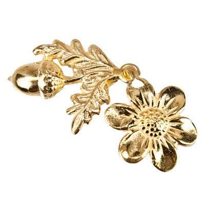 20x16mm, 24x19mm Vermeil Clasp with Daisy and Acorn 1 piece - Beadsofcambay.com