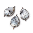 20x16mm Black Gold CZ Bezel Dendritic Opal Connector 1 Focal Bead - Beadsofcambay.com