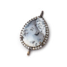20x16mm Black Gold CZ Bezel Dendritic Opal Connector 1 Focal Bead - Beadsofcambay.com