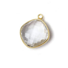 20x17mm Vermeil Bezeled Crystal Quartz faceted square Pendant 1 piece - Beadsofcambay.com