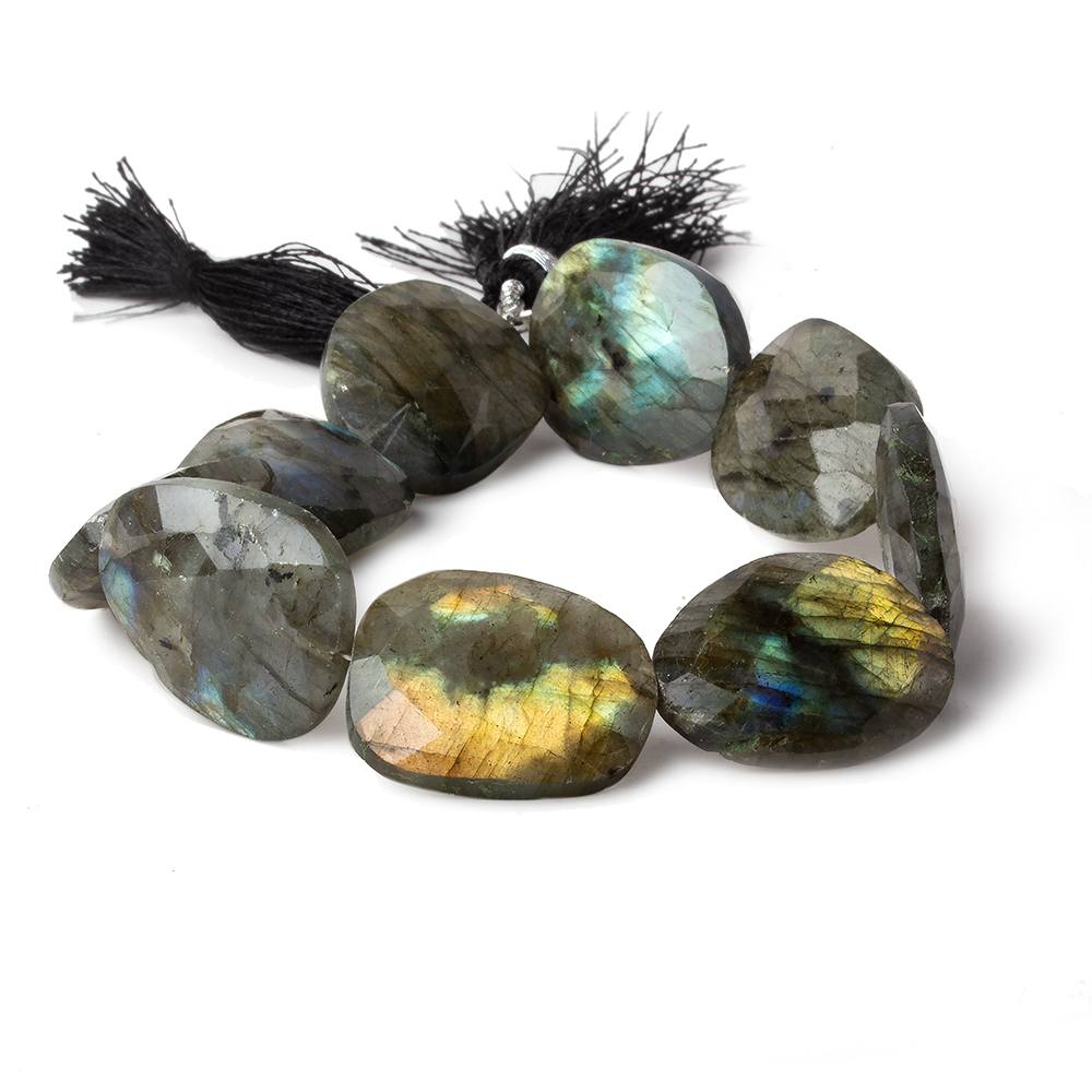 20x18-24x20mm Labradorite faceted flat nugget beads 9 inch 9 pieces - Beadsofcambay.com