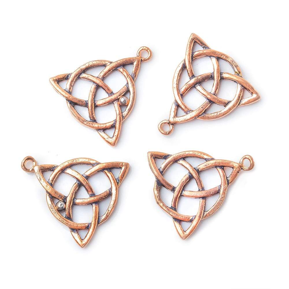 20x18x2mm Celtic Trillion Symbol Copper Charm Set of 4 - Beadsofcambay.com
