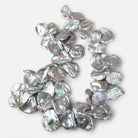 20x19-30x26mm Silver Peacock Ultra Keshi Freshwater Pearls 18 inch 47 pcs AAA - Beadsofcambay.com
