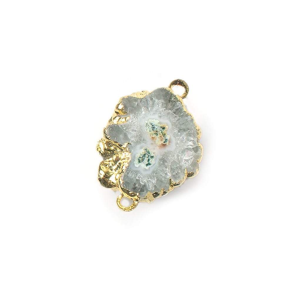 20x20mm Gold Leafed Solar Quartz Connector 1 piece - Beadsofcambay.com