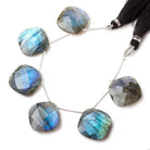 20x20mm Labradorite corner drilled faceted pillow beads 5 inch 6 pieces A - Beadsofcambay.com