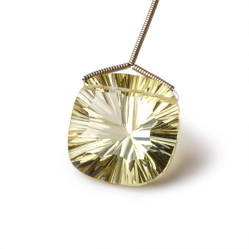 20x20mm Lemon Quartz Pavilion Concave Faceted Cushion Focal Bead 1 piece AAA - Beadsofcambay.com