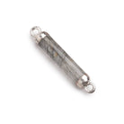 20x4.5mm Silver Leafed Tourmalinated Quartz Tube Focal Connector 1 piece - Beadsofcambay.com